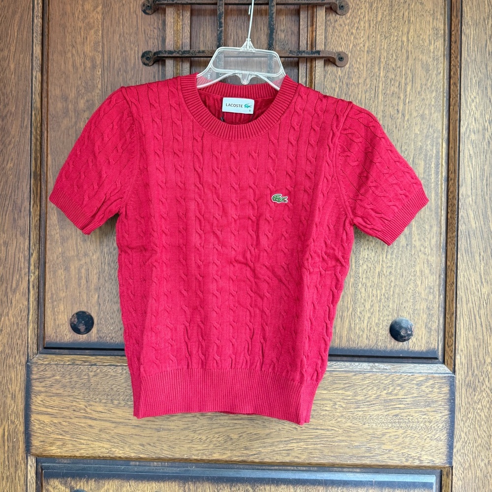 Lacoste Red Knit Pullover Sweater Size S